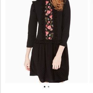 Kate Spade Black Embroidered Mixed Media dress